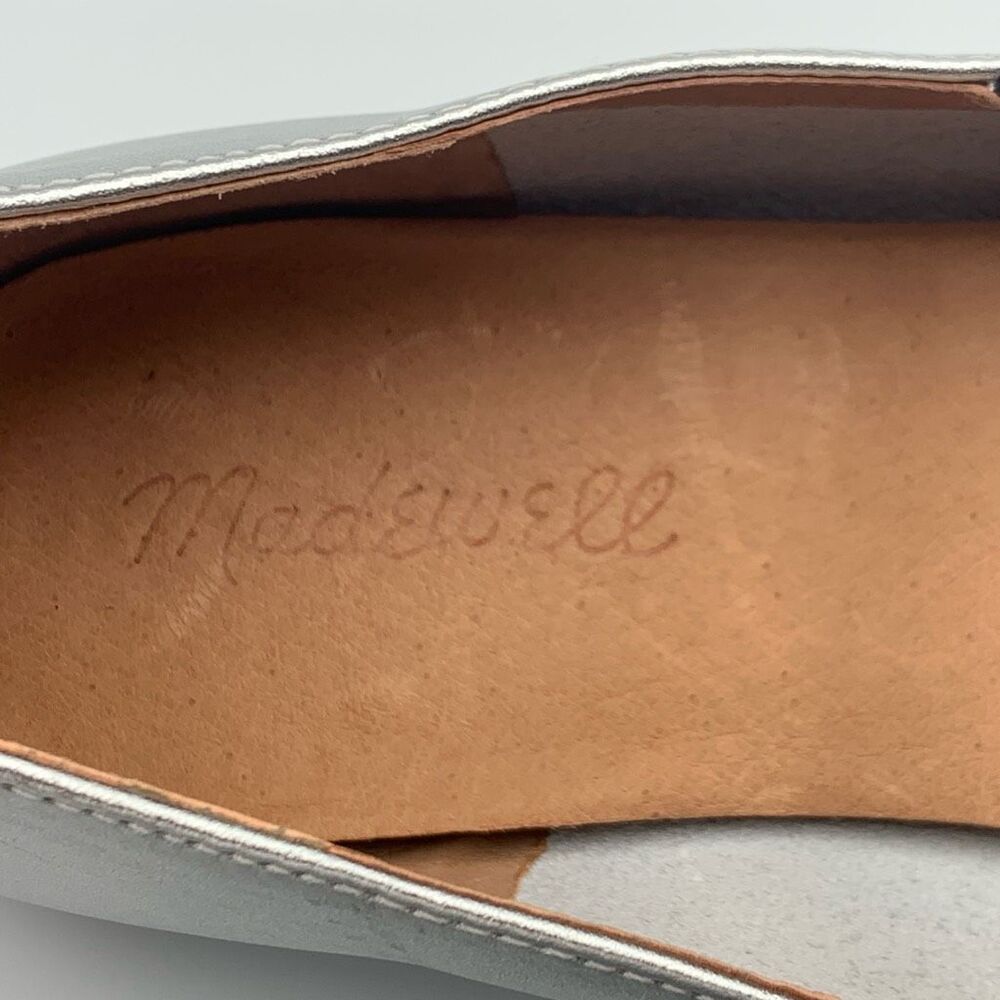 Madewell Silver Mary Jane Flats with Black Strap - Picture 9 of 12